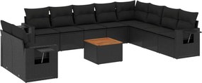 vidaXL 11 részes fekete polyrattan kerti ülőgarnitúra párnákkal