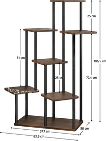 Fém virágállvány, fekete/rusztikus fa, ADITE TYP 2