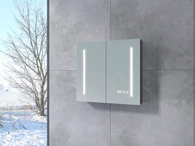 Sevilla || Matt antracit szürke, kétajtós, tükrös szekrény, LED világítással 80 cm