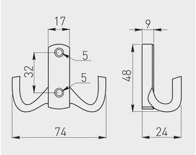 Fogas fém, K23-E1, szálcsiszolt