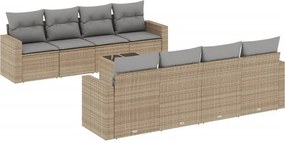 vidaXL 9 részes bézs polyrattan kerti ülőgarnitúra párnákkal