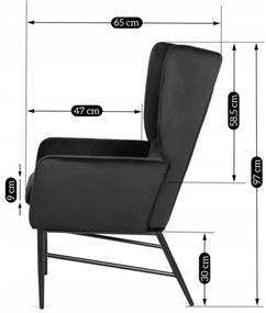 Fotel Fekete Bársony Kárpitozással. ANDRES