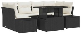 vidaXL Kerti Kanapé Szett párnával 7 pcs Fekete és Krém