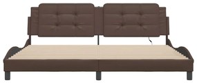 barna ágykeret LED-ekkel matrac nélkül Zadar 200 x 200 cm