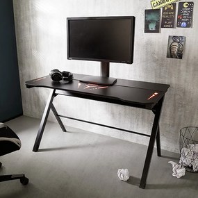 mcRACING Basic 4 gamer íróasztal fekete karbon optika borítással és beépített LED világítással