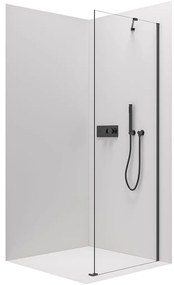 CERANO Cerano, fix zuhanyparaván Marino és Volpe ajtókhoz 100x190 cm, 6mm átlátszó üveg, fekete profil, CER-CER-420273