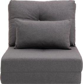 HOMCOM 2 az 1-ben Összecsukható Padlóágy Állítható Háttámlás Padlókanapé Díszpárnával, Padló Ülőpárna a Nappaliba és Hálószobába, Vászon, Sötétszürke