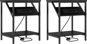 vidaXL Éjjeliszekrény 2 pcs Fekete tölgy 38 x 30 x 48 cm Faanyag