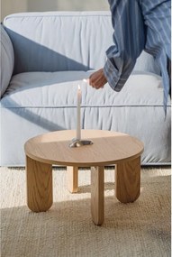 Natúr színű kerek dohányzóasztal tölgyfa dekoros asztallappal ø 55 cm Kuvu – noo.ma