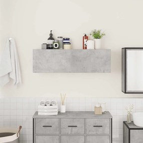 betonszürke szerelt fa fali fürdőszobaszekrény 100x25x30 cm