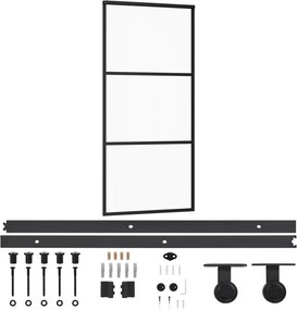 vidaXL ESG üveg és alumínium tolóajtó fémszerelvény-szettel 90x205 cm