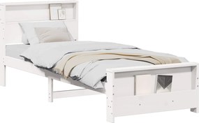 vidaXL Ágykeret fejtámlával Fehér 75 x 190 cm Faanyag