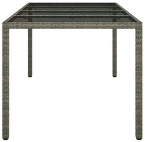 Kerti Étkezőasztal Szürke 190x90x75 cm Polirattan