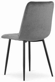 AKCIÓ Szürke bársony szék LAVA fekete lábakkal II. osztály
