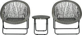 Outsunny Polyrattan Kerti Bútor Szett, Összecsukható Kültéri Ülőgarnitúra 2 Személyre, 3 Darabos Teraszbútor Szett 2 Székkel és Asztallal, Időjárásáll
