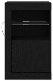 LED világítással ellátott oldalszekrények 2 db Fekete tölgy 41x37x67 cm