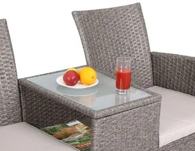 Casaria® Kerti rattan pad asztallal - homok