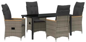 vidaXL Kert étkező szett párnával 5 pcs Szürke polirattan
