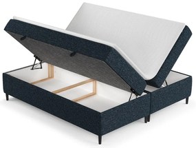 Sötétkék ágyneműtartós boxspring ágy 200x200 cm Araya – Maison de Rêve