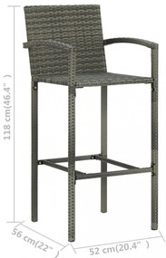 4 db szürke polyrattan bárszék