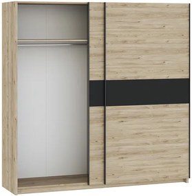 BERNO 200 cm Gardróbszekrény Tölgy/Antracit Színben.