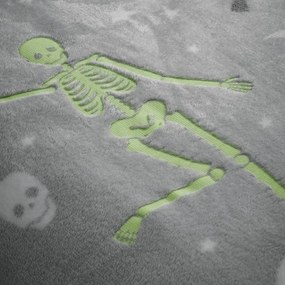 Szürke egyszemélyes mikroplüss gyerek ágyneműhuzat világító hatással 135x200 cm Halloween Skeleton – Catherine Lansfield