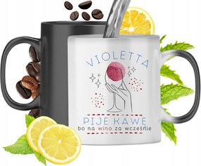 Mágikus bögre Violetta számára fekete matt nyomott mintával 330ml