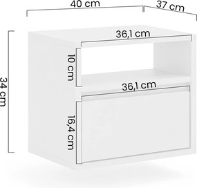Zolia fali éjjeliszekrény 40 cm fiókkal - elegáns dió