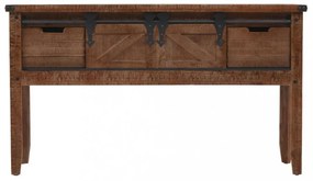barna tömör fenyő konzolasztal 131 x 35,5 x 75 cm