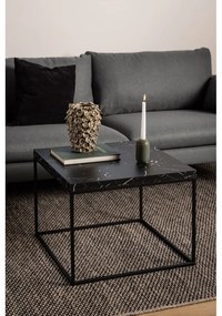 Fekete dohányzóasztal márvány dekoros asztallappal 60x60 cm Barossa – Actona