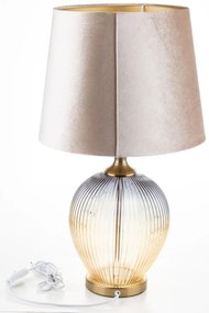 Lámpa búrával, fém, üveg, fehér–arany, 63×36×36 cm, 160 cm kábel