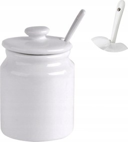 Cukortartó Fehér Porcelán Kanállal És Fedővel