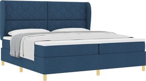 vidaXL Boxspring ágy matraccal Sötétszürke 90x190 cm Szövet Kék szövet