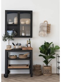 Taormina zsúrkocsi, aluminium-fahatású, fekete, 3 polc