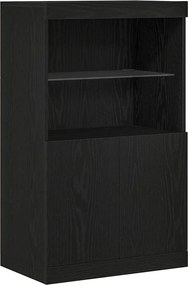 vidaXL LED tálaló LED -es lámpákkal Fekete 60 x 37 x 100 cm Faanyag