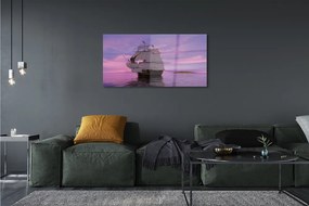 Üvegképek Lila ég hajó tengeren 100x50 cm