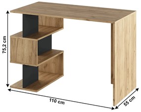 Számítógépasztal Abaras (artisan tölgy + grafit). 1033970