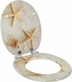 vidaXL Lágy záródású WC ülőke Sárga és Fehér 44 x 38 cm MDF lap