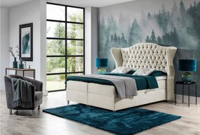 RIANA luxus boxspring ágy 180x200 - krémszínű + INGYENES topper