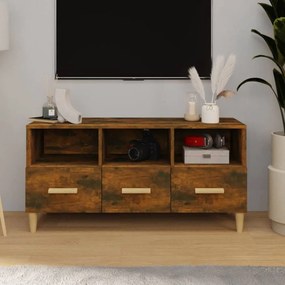Füstös tölgy színű szerelt fa tv-szekrény 102 x 36 x 50 cm