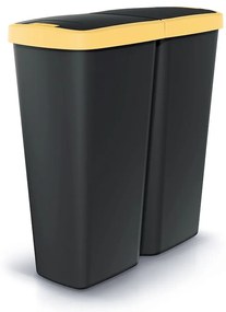 Hulladékgyűjtő DUO fekete, 50 l, sárga / fekete