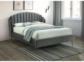 Kárpitozott ágy, szürke, CALABRIA VELVET 160 x 200 cm