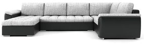 VEGAS 315/195 U alakú kinyitható kanapé Világosszürke / fekete ökobőr Jobb