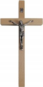 Fa akasztós kereszt h27cm világos