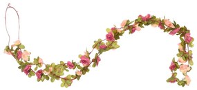 6 db rózsa piros karácsonyi virágfüzér 250 cm