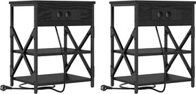 vidaXL Éjjeliszekrény 2 pcs Fekete tölgy 41 x 31 x 51 cm Faanyag