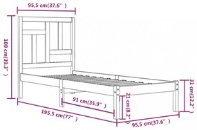 tömör fenyőfa ágykeret matrac nélkül 90 x 190 cm