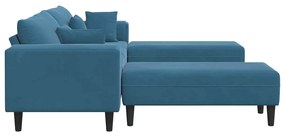 Bársony Kanapé párnával 3 pcs Kék 208 cm Bársony