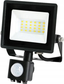 Halogén Led fényvető 20W 1620lm 6500K IP65 fekete Mh mozgásérzékelő Kobi