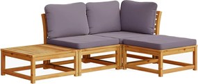 vidaXL 4 részes tömör akácfa kerti ülőgarnitúra párnákkal